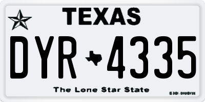 TX license plate DYR4335