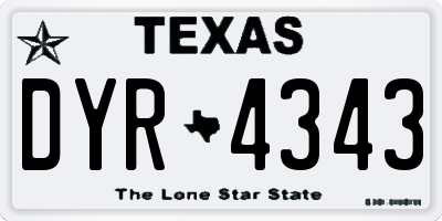 TX license plate DYR4343