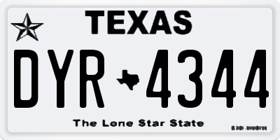 TX license plate DYR4344