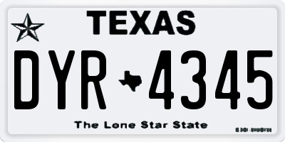 TX license plate DYR4345
