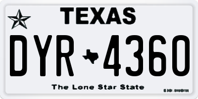 TX license plate DYR4360