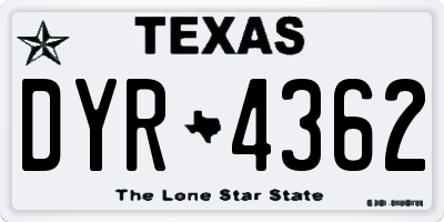 TX license plate DYR4362
