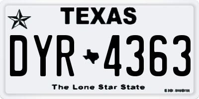 TX license plate DYR4363