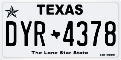 TX license plate DYR4378