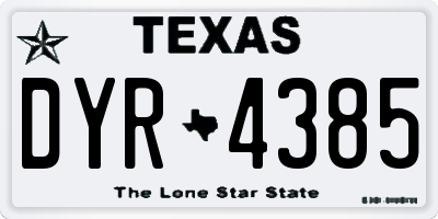 TX license plate DYR4385