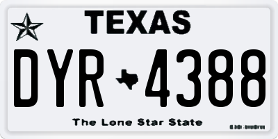 TX license plate DYR4388