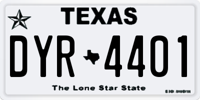 TX license plate DYR4401