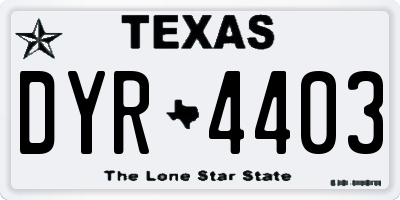 TX license plate DYR4403