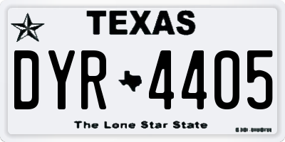 TX license plate DYR4405