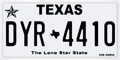 TX license plate DYR4410