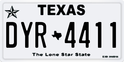 TX license plate DYR4411