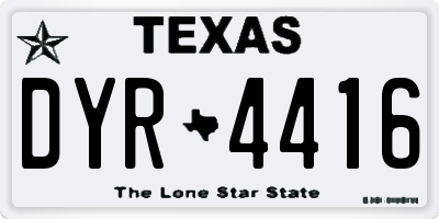 TX license plate DYR4416