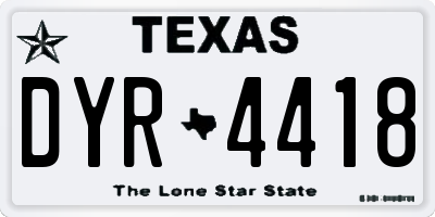 TX license plate DYR4418