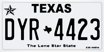 TX license plate DYR4423