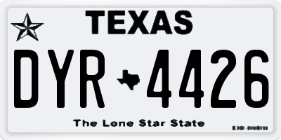 TX license plate DYR4426