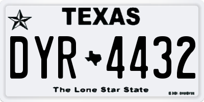 TX license plate DYR4432