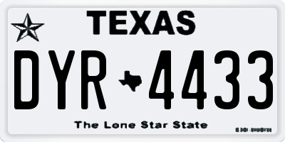 TX license plate DYR4433