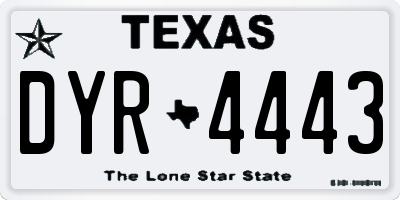 TX license plate DYR4443