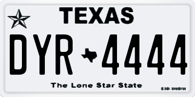 TX license plate DYR4444