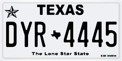 TX license plate DYR4445