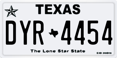 TX license plate DYR4454