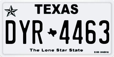 TX license plate DYR4463