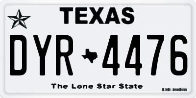 TX license plate DYR4476