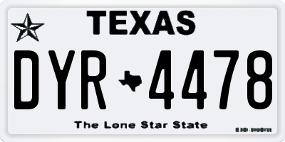 TX license plate DYR4478