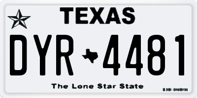 TX license plate DYR4481