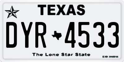 TX license plate DYR4533