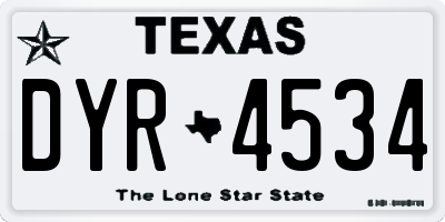 TX license plate DYR4534