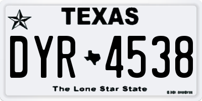 TX license plate DYR4538
