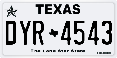 TX license plate DYR4543