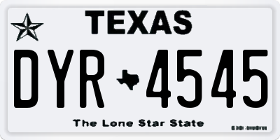 TX license plate DYR4545