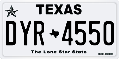 TX license plate DYR4550
