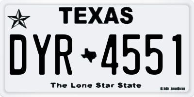 TX license plate DYR4551