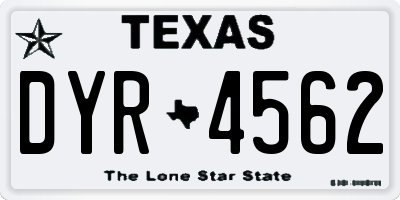 TX license plate DYR4562