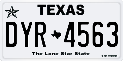 TX license plate DYR4563