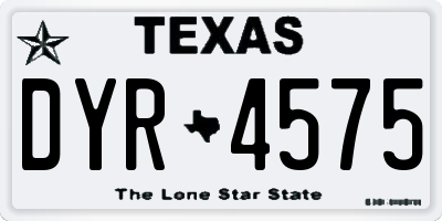 TX license plate DYR4575