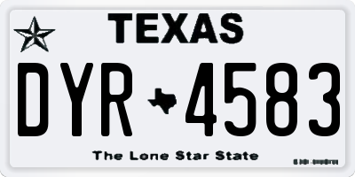 TX license plate DYR4583