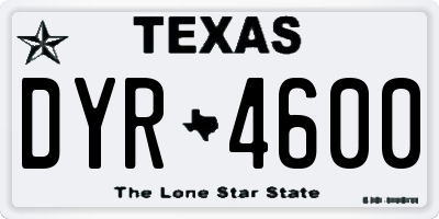 TX license plate DYR4600