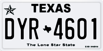 TX license plate DYR4601