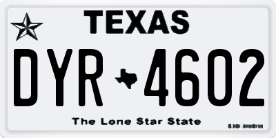 TX license plate DYR4602