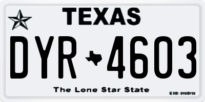 TX license plate DYR4603