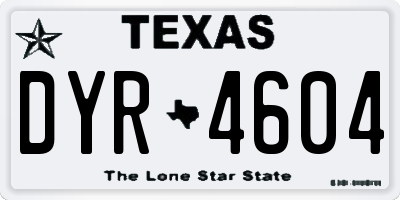 TX license plate DYR4604