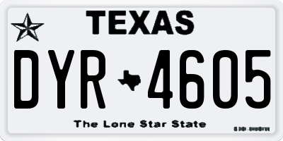 TX license plate DYR4605