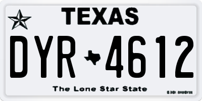TX license plate DYR4612