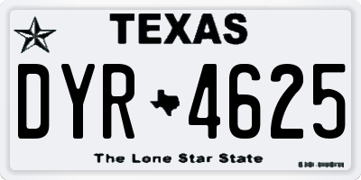 TX license plate DYR4625
