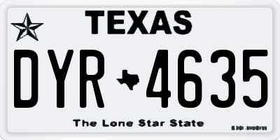 TX license plate DYR4635