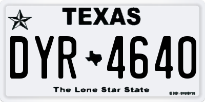 TX license plate DYR4640